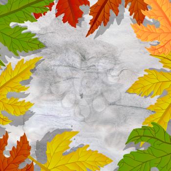 Grunge leaves frame, border. Graphic art illustration