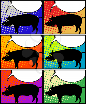 This pig has something to say! Pop Art graphic representation of a pig with speech bubble. 
