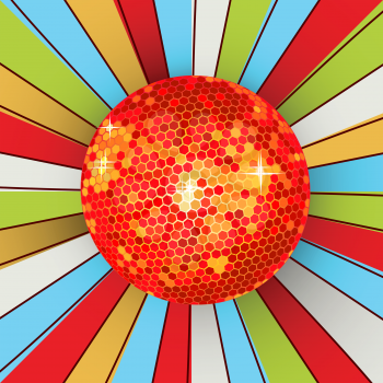 Abstract retro background with shining disco ball. Graphic art