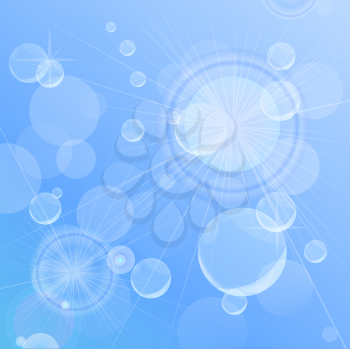 Blue sky sunny background with air bubbles. 