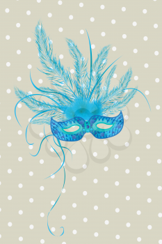 Blue mardigras mask deorated with feathers