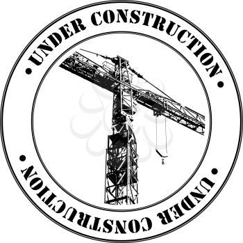 Rubber stamp with crane shape and  text  over white