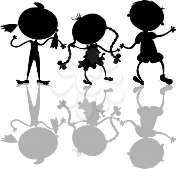 Black kids silhouettes on white background