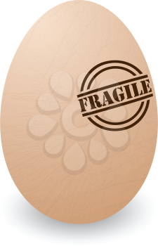 Conceptual illustration of a cracked egg with fragile stamp