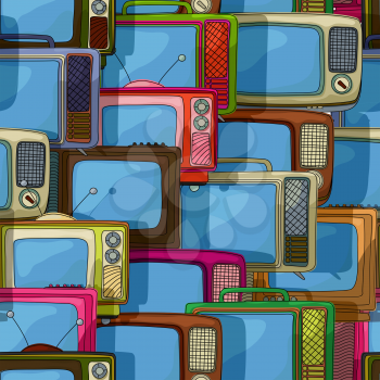 Seamless television sets,  retro style pattern