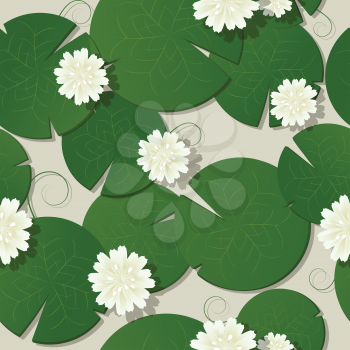 Water lilies design, seamless pattern background