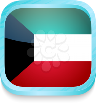 Smart phone button with Kuwait flag