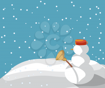 Snowman in the snow, winter background