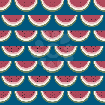 Retro style seamless pattern with watermelon slices