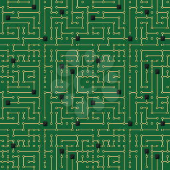 Seamless pattern. Computer circuit board design