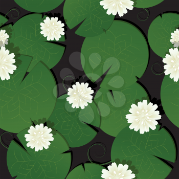 Background with watter lillies, seamless pattern design