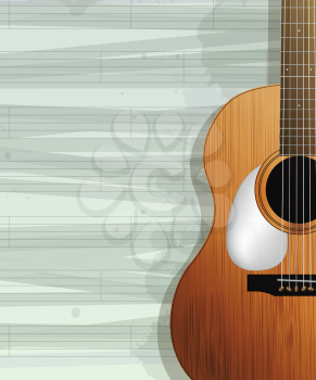 Acoustic guitar card design. Sample layout with room for text