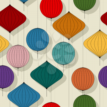 Chines paper lanterns repeating pattern