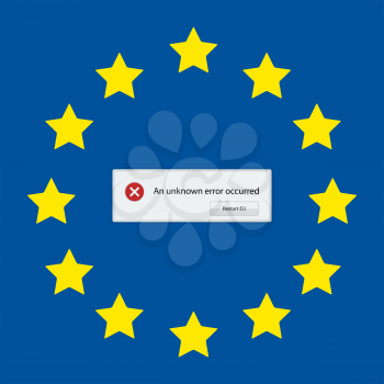 Satirical graphic with European union error message