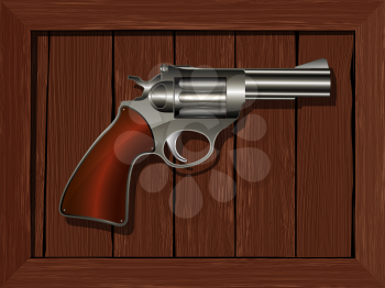 Framed revolver, vector drawing over white background