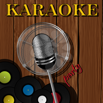 Party card with microphone for karaoke events