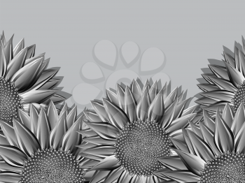 Metallic sunflowers background for design
