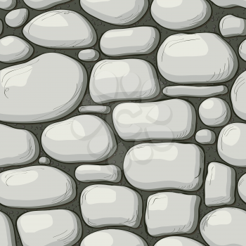 Cartoon style stone wall texture, web page background. Vector seamless pattern