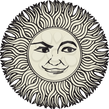 Vector sun ornament, tattoo 