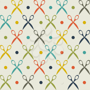Vintage pattern design with colored scissors silhouettes