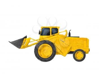 Watercolorstyle drawing of a  hydraulic wheel loader