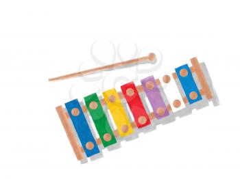 Watercolor rainbow xylophone over white background