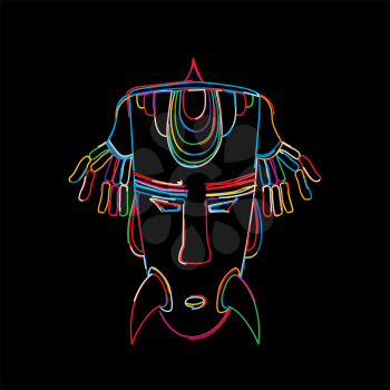 Stylized tribal mask in colors, vector 
