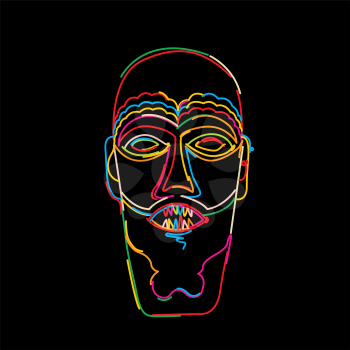 Stylized tribal mask in colors, vector 