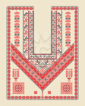 Vector pattern design with Palestinian traditional embroidery motif