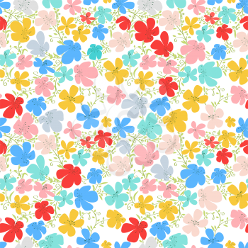 Spring flowers, seamless vector pattern