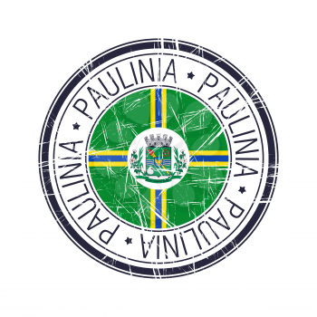 City of Paulinia, Brazil postal rubber stamp, vector object over white background