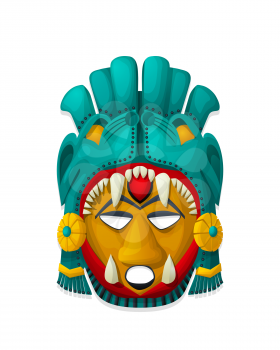 Vector tribal aztec maya mask over white background