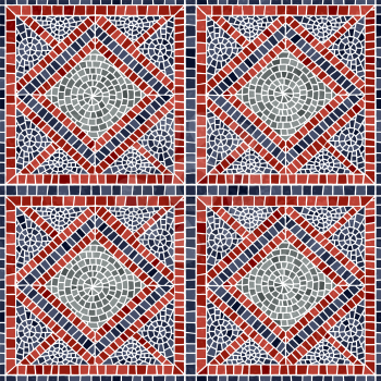 Decorative pattern with ceramic mosaic tiles, vector background