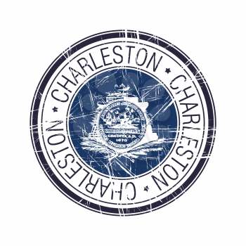 City of Charleston, South Carolina postal rubber stamp, vector object over white background