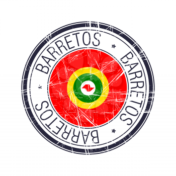 City of Barretos, Brazil postal rubber stamp, vector object over white background