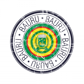 City of Bauru, Brazil postal rubber stamp, vector object over white background