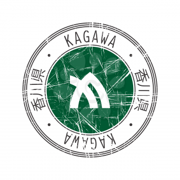 Kagawa Prefecture, Japan. Vector rubber stamp over white background