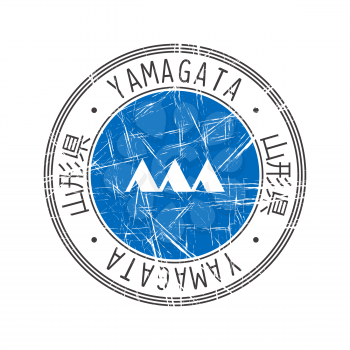 Yamagata Prefecture, Japan. Vector rubber stamp over white background
