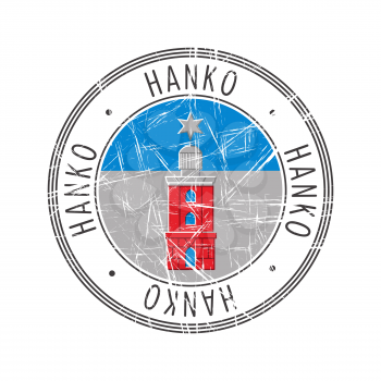 Hanko city, Finland. Grunge postal rubber stamp over white background