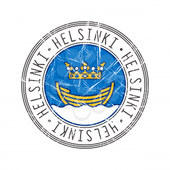 Helsinki city, Finland. Grunge postal rubber stamp over white background