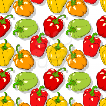 Bell peppers repeating pattern, editable vector template