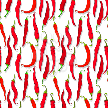Chili peppers repeating pattern, editable vector template