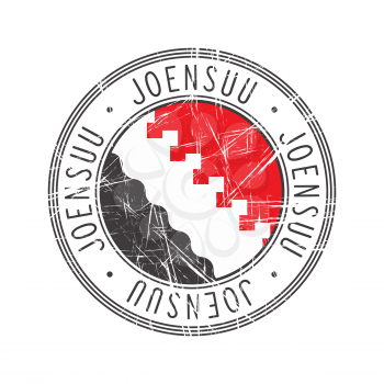 Joensuu city, Finland. Grunge postal rubber stamp over white background