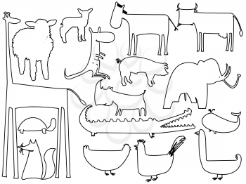 Royalty Free Clipart Image of a Collection of Animal Outlines