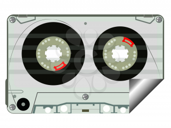 Royalty Free Clipart Image of an Audio Tape Peeling Label