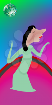 Royalty Free Clipart Image of a Woman Dancing at a Disco