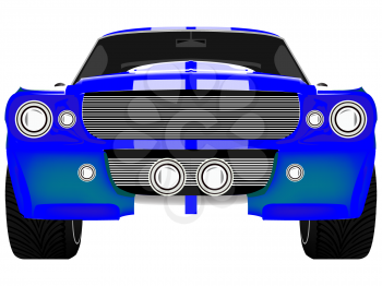 Royalty Free Clipart Image of a Blue Sports Car