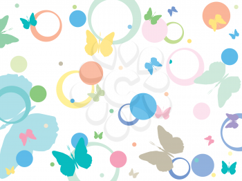 Royalty Free Clipart Image of Butterflies and Bubbles