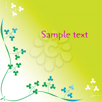 Royalty Free Clipart Image of a Clover Frame on Lime Background
