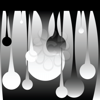 Royalty Free Clipart Image of Drops in Black and White
